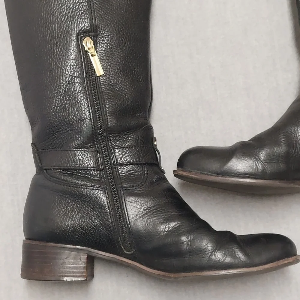 Banana Republic Riding Boots Womens 10M Black Leather Knee High Zip Equestrian